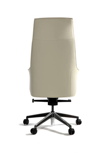 Кресло офисное / Бордо / слоновая кость кожа / алюминиевая крестовина