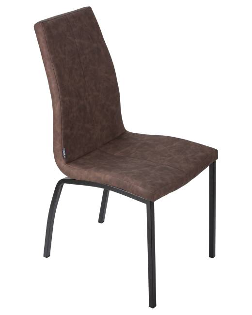 Стул обеденный DOBRIN MARK, черные ножки, коричневая винтажная экокожа (RU-05)