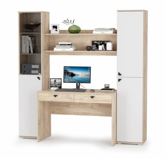 Мебель для работы в домашних условиях Бостон № 41 цвет дуб эндгрейн элегантный/фасады МДФ милк рикамо софт
