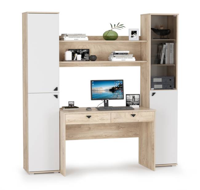 Мебель для работы в домашних условиях Бостон № 41 цвет дуб эндгрейн элегантный/фасады МДФ милк рикамо софт