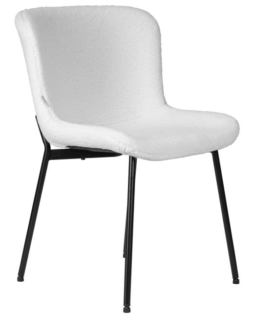 Стул обеденный DOBRIN MILO, черные ножки, белый букле (UF992-01)