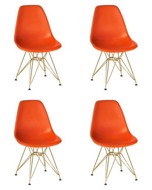 Набор 4 шт Стул обеденный DOBRIN DSR, ножки золотые, цвет оранжевый (O-02)