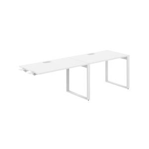 AG.194.WH.L.72.WH / Рабочая станция комбо s-b-s 2400х700х750 / профиль О-образный: 70х20 белый; лючок: серебро; столешница: белый