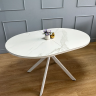 Стол овальный керамический Avilon 130-175*90*76 белый мрамор/белый
