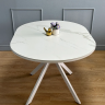 Стол овальный керамический Avilon 130-175*90*76 белый мрамор/белый