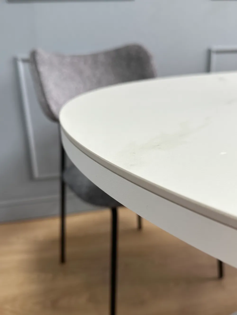 Стол овальный керамический Avilon 130-175*90*76 белый мрамор/белый