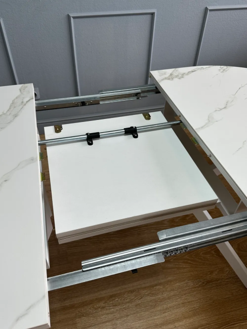 Стол овальный керамический Avilon 130-175*90*76 белый мрамор/белый