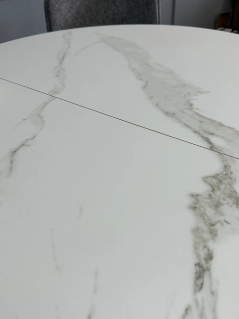 Стол овальный керамический Avilon 130-175*90*76 белый мрамор/белый