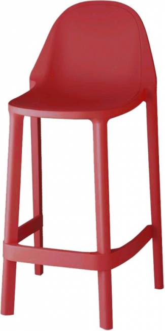 Стул барный пластиковый Piu красный 480х470х1050 мм Стул барный пластиковый Piu красный 480х470х1050 мм