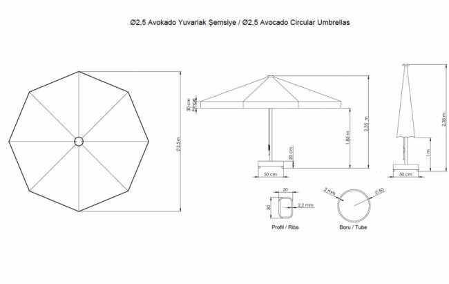 Зонт профессиональный Ø2.5 м Avocado Ø2500 мм Зонт профессиональный Ø2.5 м Avocado Ø2500 мм