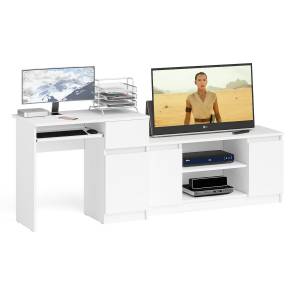 Компьютерный стол МС-1 правый с тумбой МТВ-1200 Мори цвет белый