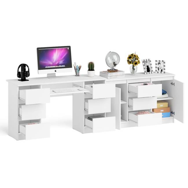 Комод-тумба Мори МК1200.3 со столом компьютерным двухтумбовым МС-2 цвет белый