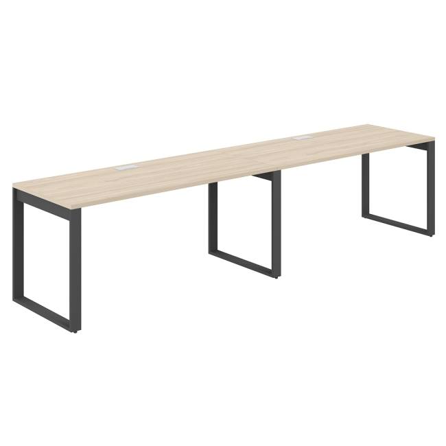 AG.176.AR.L.72.AN / Рабочая станция s-b-s 3200х700х750 / профиль О-образный: 70х20 антрацит; лючок: серебро; столешница: акация равелло