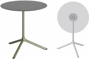 Стол ламинированный обеденный складной Tripe Maxi Folding оливковый, антрацит Ø800х740 мм