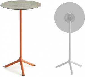 Стол ламинированный барный складной Tripe Folding терракотовый, состаренный серый дуб Ø600х1100 мм