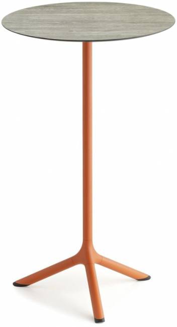 Стол ламинированный барный складной Tripe Folding терракотовый, состаренный серый дуб Ø600х1100 мм