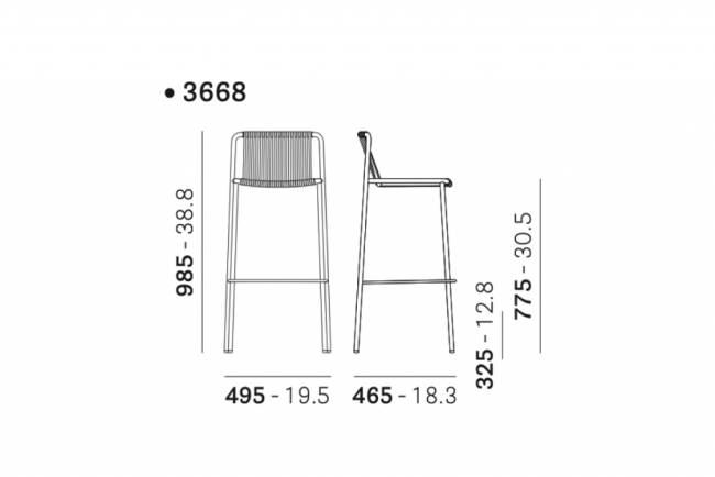 Стул металлический барный Tribeca зеленый шалфей 495х465х985 мм