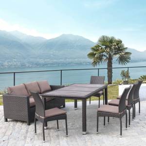 Комплект плетеной мебели T347/S65A/Y380A-W53 Brown (8+1) Комплект плетеной мебели T347/S65A/Y380A-W53 Brown (8+1)