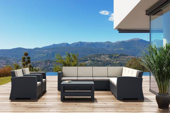 Кресло пластиковое плетеное с подушками Monaco Lounge антрацит 820х790х790 мм