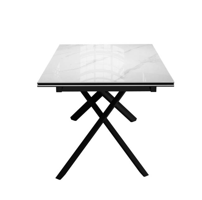 Стол DikLine DKX140 керамика Carrara Gloss (мрамор глянец белый), подстолье черное, опоры черные (2уп.) Стол DikLine DKX140 керамика Carrara Gloss (мрамор глянец белый), подстолье черное, опоры черные (2уп.)