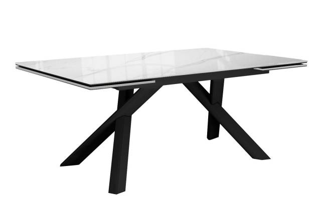 Стол DikLine DKX140 керамика Carrara Gloss (мрамор глянец белый), подстолье черное, опоры черные (2уп.) Стол DikLine DKX140 керамика Carrara Gloss (мрамор глянец белый), подстолье черное, опоры черные (2уп.)