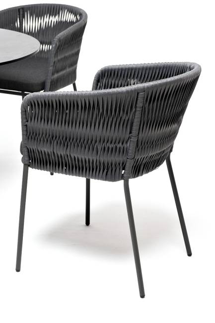 "Диего" обеденная группа на 4 персоны со стульями "Бордо" плетения колос, столешница "серый гранит"