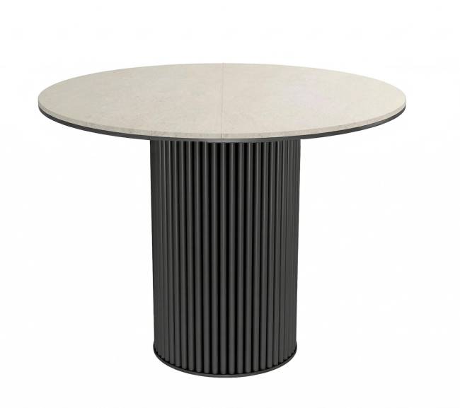 Стол DikLine AKRR120 Керамика Krater Perla (бежевый матовый)/подстолье черное/опоры черные (2 уп.)