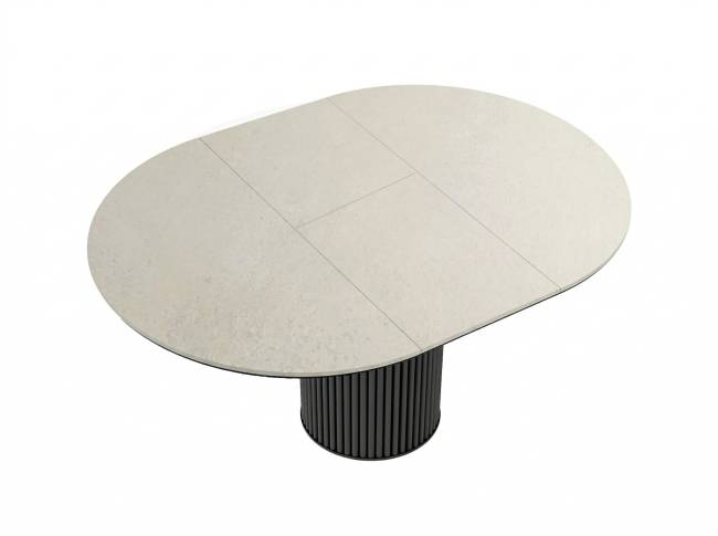 Стол DikLine AKRR120 Керамика Krater Perla (бежевый матовый)/подстолье черное/опоры черные (2 уп.)