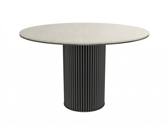 Стол DikLine AKRR120 Керамика Krater Perla (бежевый матовый)/подстолье черное/опоры черные (2 уп.)