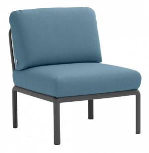 Модуль центральный пластиковый с подушками Komodo Elemento Centrale антрацит, синий 720х780х880 мм