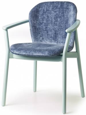 Кресло деревянное с обивкой Natural Finn бук матовый аквамарин, синий 600х560х790 мм