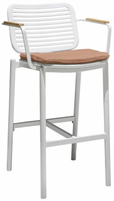Кресло барное с подушкой Armona белый, терракотовый 575х570х1063 мм