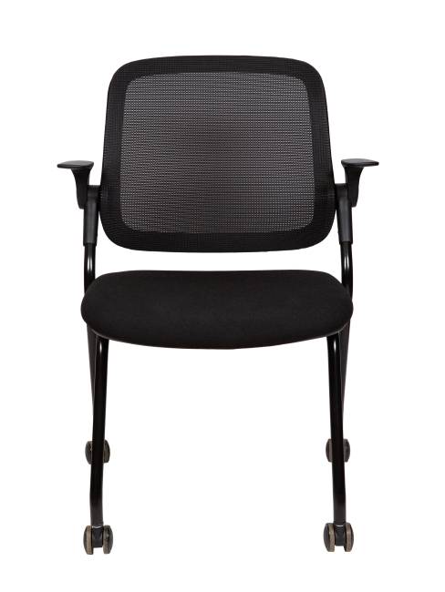 Стул / Cult / черная сетка/черная ткань/черный каркас пластик/ролики