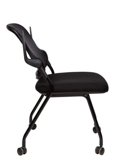 Стул / Cult / черная сетка/черная ткань/черный каркас пластик/ролики