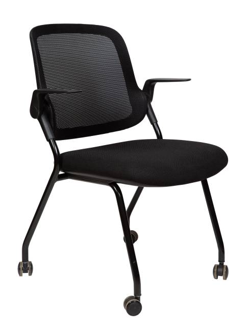 Стул / Cult / черная сетка/черная ткань/черный каркас пластик/ролики