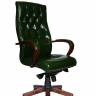 Кресло офисное / Боттичелли / дерево / зеленая глянцевая кожа /мультиблок