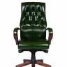 Кресло офисное / Боттичелли / дерево / зеленая глянцевая кожа /мультиблок
