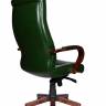 Кресло офисное / Боттичелли / дерево / зеленая глянцевая кожа /мультиблок