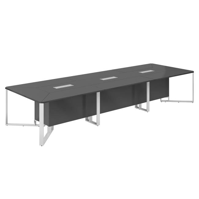 SP.0107.AN.AN.WH / Стол переговорный 4200х1400х750 / столешница:антрацит, подстолье:антрацит, металлокаркас:белый, лючок:серый