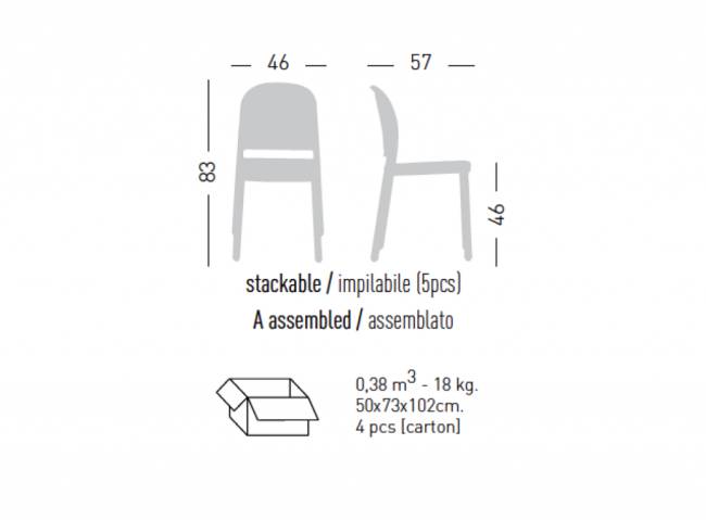 Стул пластиковый Panama BL коричневый 460х570х830 мм