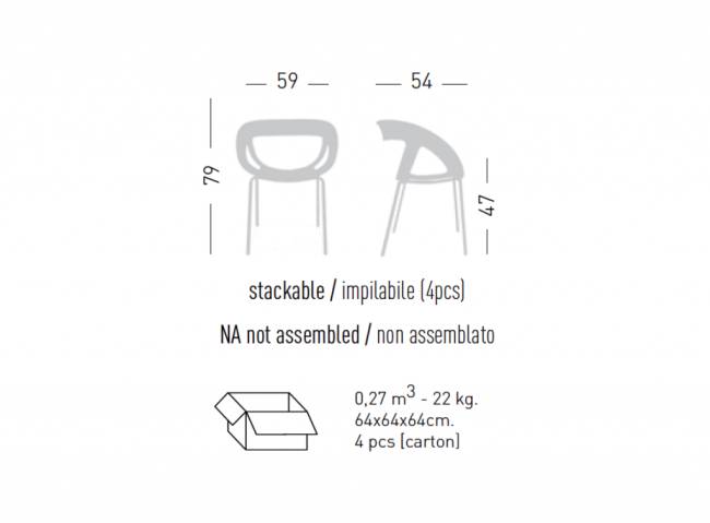 Кресло пластиковое Moema 69 жемчужно-серый 590х540х790 мм