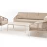 "Канны" модульная угловая лаунж-зона из роупа (веревки) со столом "Диего" (молочный), цвет бежевый