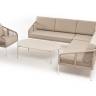 "Канны" модульная угловая лаунж-зона из роупа (веревки) со столом "Диего" (молочный), цвет бежевый