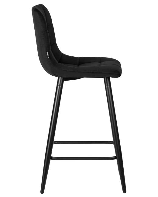 Стул полубарный DOBRIN OLIVIA, черные матовые ножки, черный велюр (108-77)