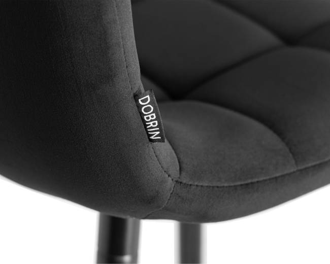 Стул полубарный DOBRIN OLIVIA, черные матовые ножки, черный велюр (108-77)