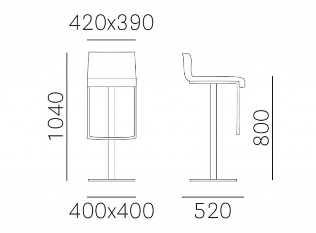 Стул барный с мягкой обивкой Kuadra XL 420х520х1040 мм Стул барный с мягкой обивкой Kuadra XL 420х520х1040 мм