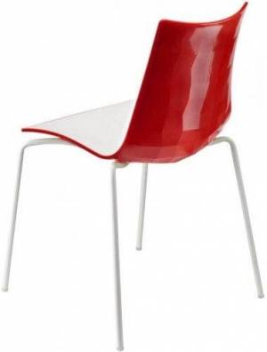 Стул пластиковый Zebra Bicolore 4 legs белый, красный 550х520х830 мм