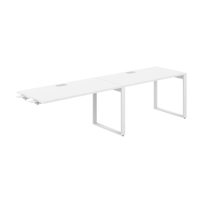 AG.195.WH.L.72.WH / Рабочая станция комбо s-b-s 2800х700х750 / профиль О-образный: 70х20 белый; лючок: серебро; столешница: белый