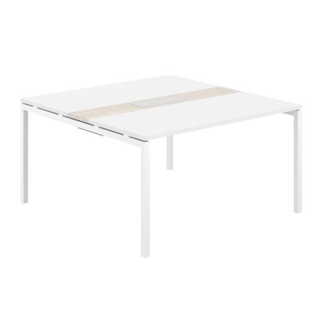 SG.282.WH.44.WH.OL / Стол переговорный комбинированный 1400х1438х750 МК40х40 / профиль: 40х40 белый; столешница: белый, вставка светлый дуб