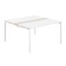 SG.282.WH.44.WH.OL / Стол переговорный комбинированный 1400х1438х750 МК40х40 / профиль: 40х40 белый; столешница: белый, вставка светлый дуб